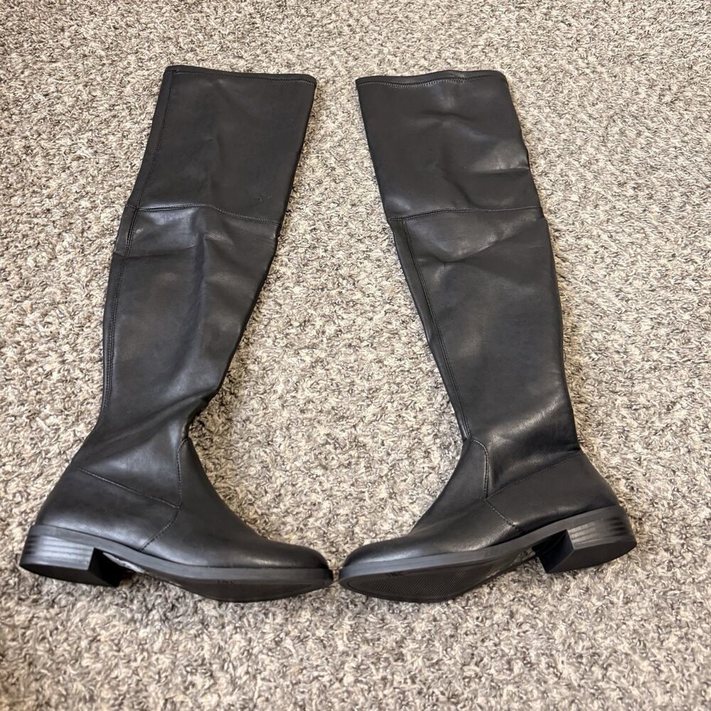 INC Irinaa Over The Knee Boots Black Vegan Leather Stretch Size 5 M New - Picture 2 of 6